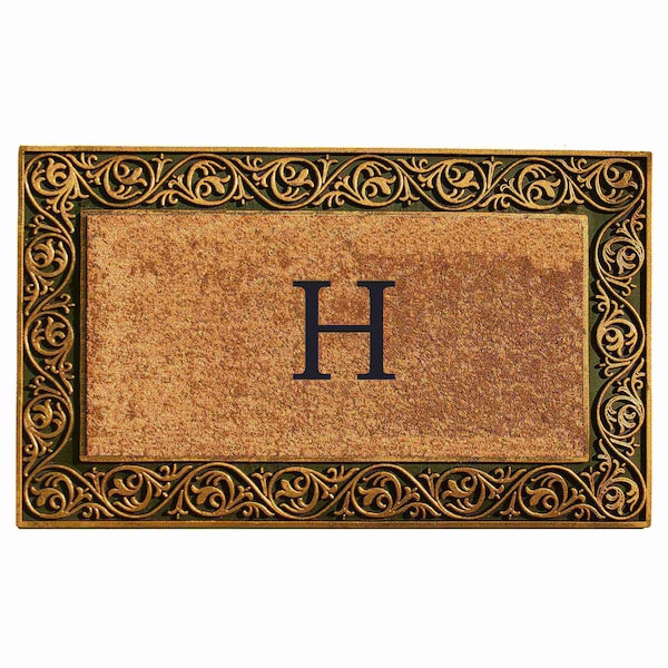 Calloway Mills Monogram Door Mat, Gold, Black, Natural, 18 in W x 30 in L 10001GOLDH - main